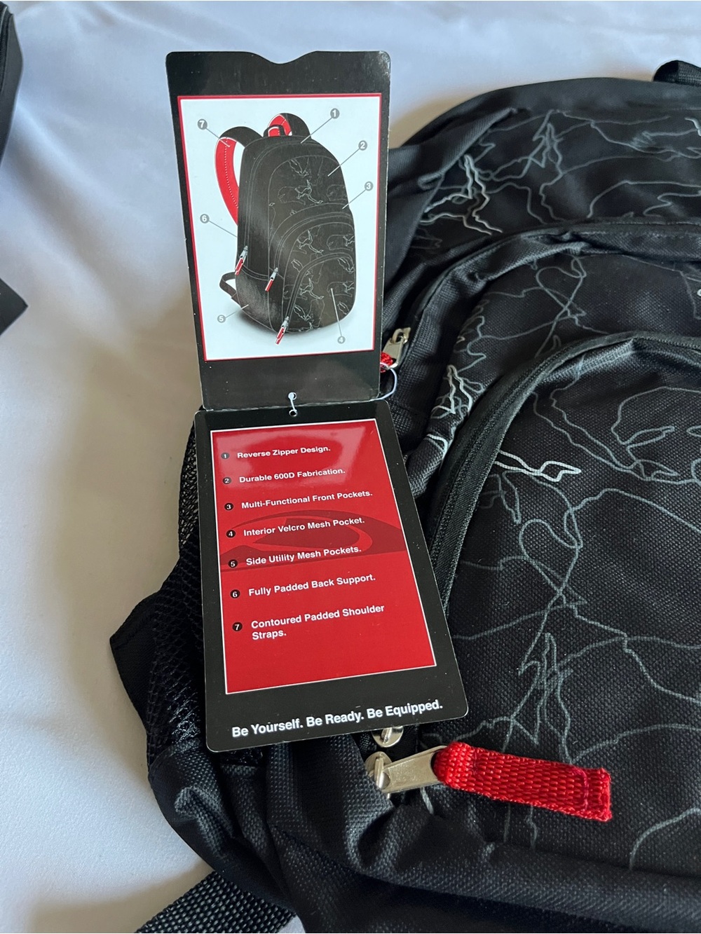 Trailmaker Backpack Black Red Camo Multi-Pocket 600D Padded School Book Bag New - Picture 3 of 16